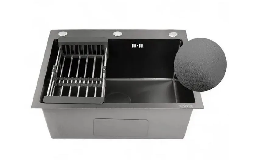 Мойка DIKALAN(Knois) KN705008 /черный PVD [сифон/корзина/дозатор]3+1мм /700*500*220мм(3шт\ящ.)