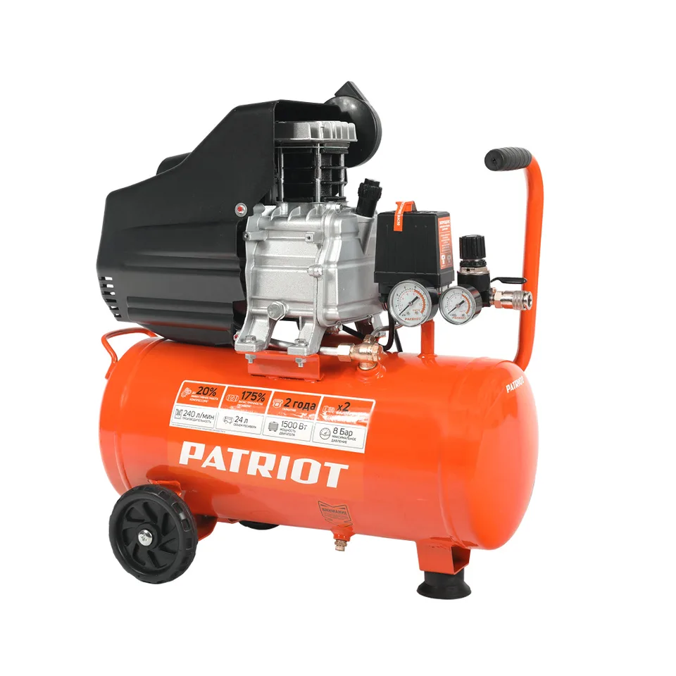 Компрессор Patriot поршневой масляный EURO 24-240, 240 л/мин, 8 бар, 1500 Вт