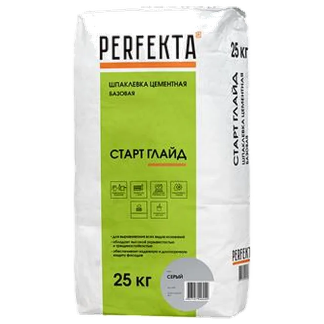 PERFEKTA Шпаклевка цементная Старт Глайд МН 25кг(54 м/пал)