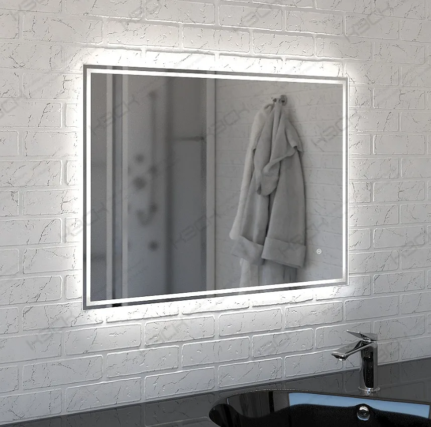 Зеркало  800х600 прямоугольное  LED подс.6500К 9,6 Вт/м с сенс.выкл., унив. крепление КЗСК