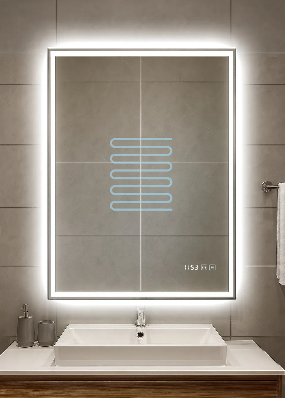 Зеркало  600х800 Forza с LED подсветкой,подогревом и моноблоком. Кайман Glassiko