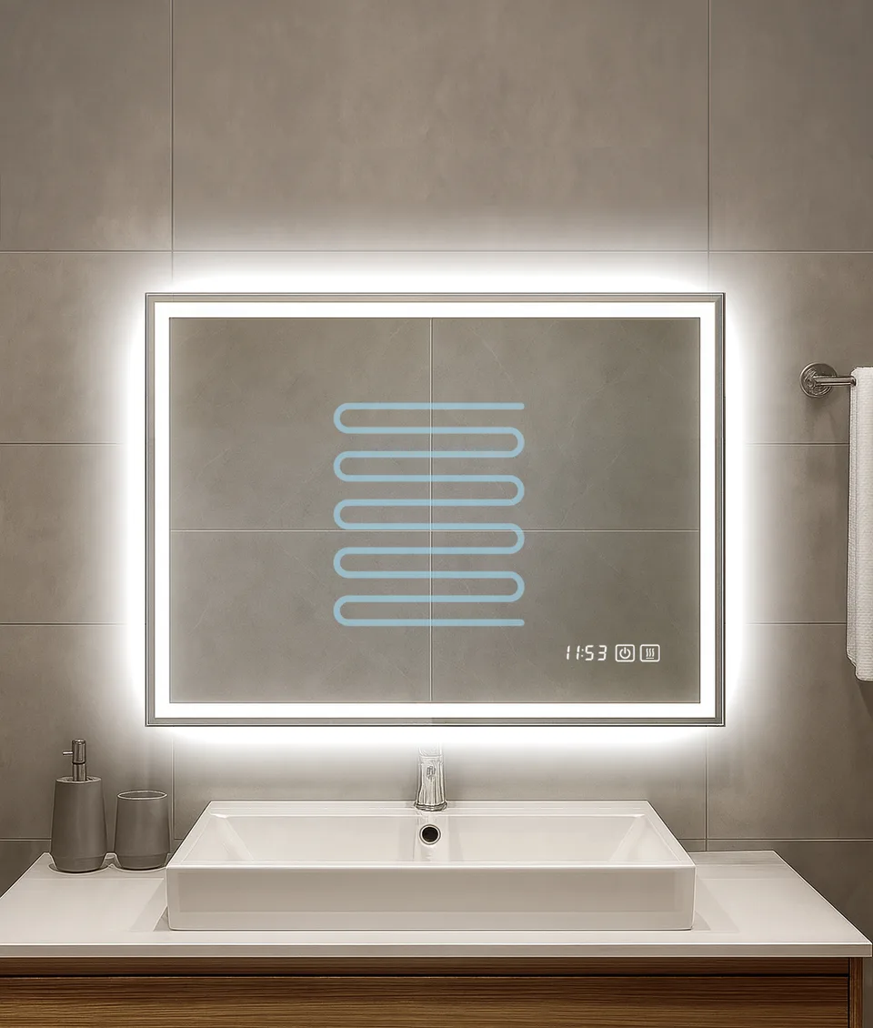Зеркало  800х600 Forza с LED подсветкой,подогревом и моноблоком. Кайман Glassiko