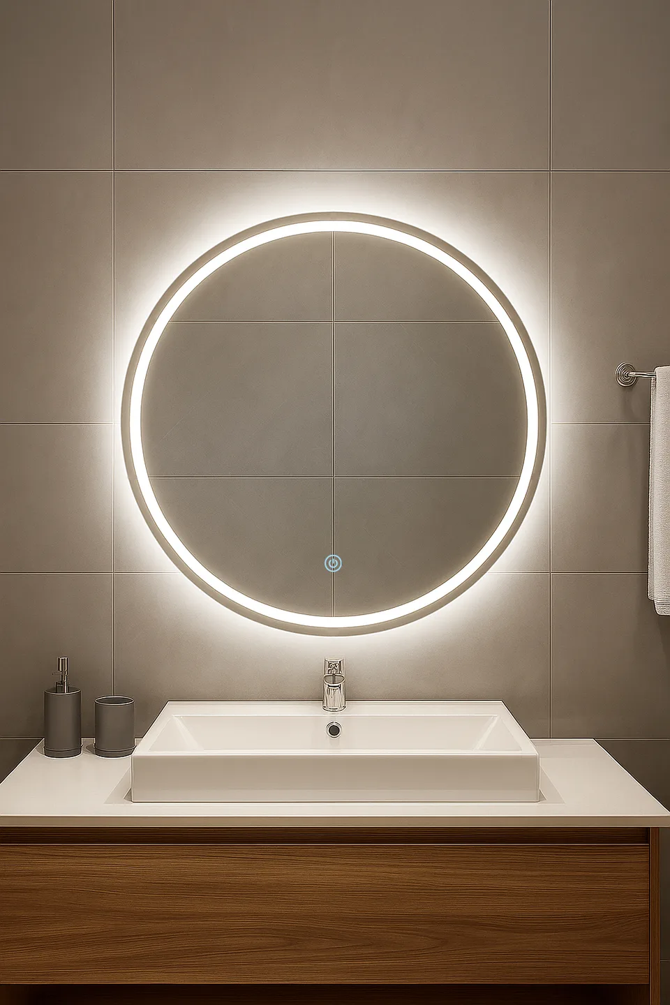Зеркало  600 круглое Round Eco с LED подсветкой и сенсорным выкл.Кайман Glassiko