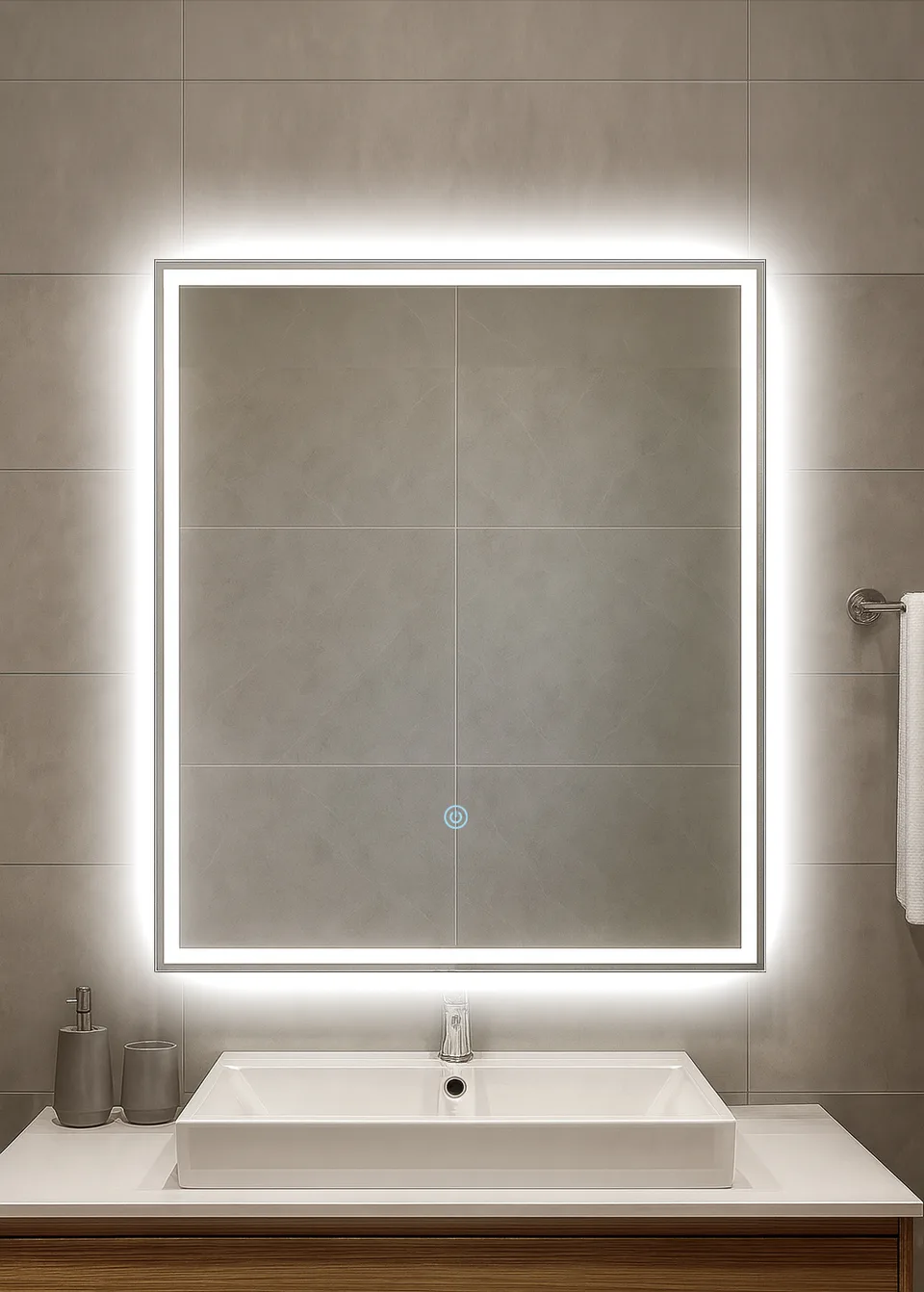 Зеркало  600х700 Solo Eco с LED подсветкой и сенсорным выкл. Кайман Glassiko