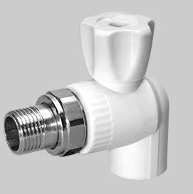 Кран шаровый радиаторный угловой 20х1/2" НР (латунный  шар) (белый) (60) (KALDE)