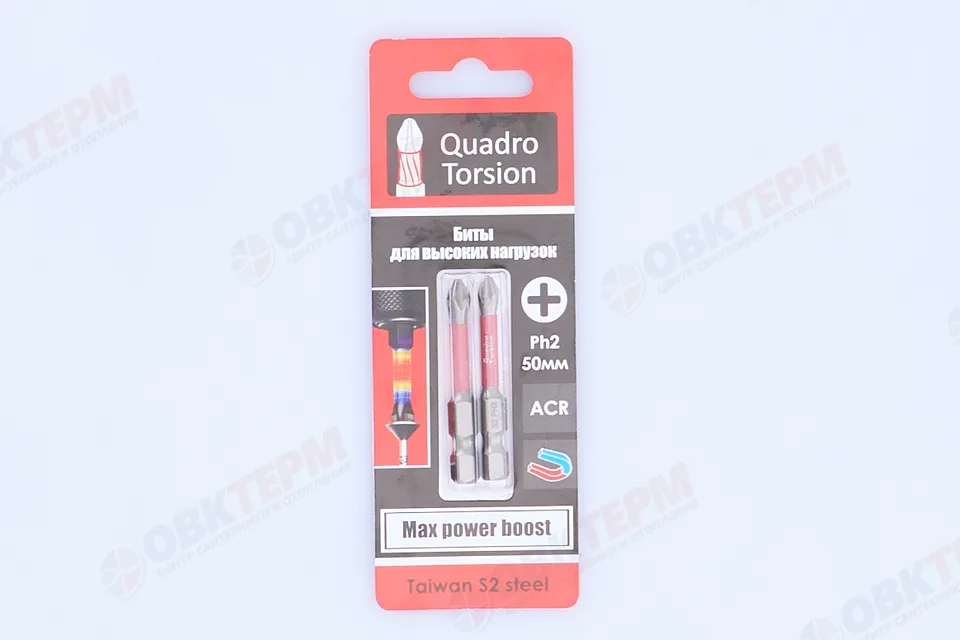 Бита 1/4" Ph2-50мм 2шт/уп Quadro Torsion