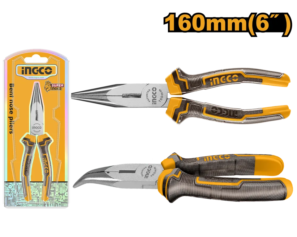 Тонкогубцы изогнутые 160 мм INGCO HBNP08168
