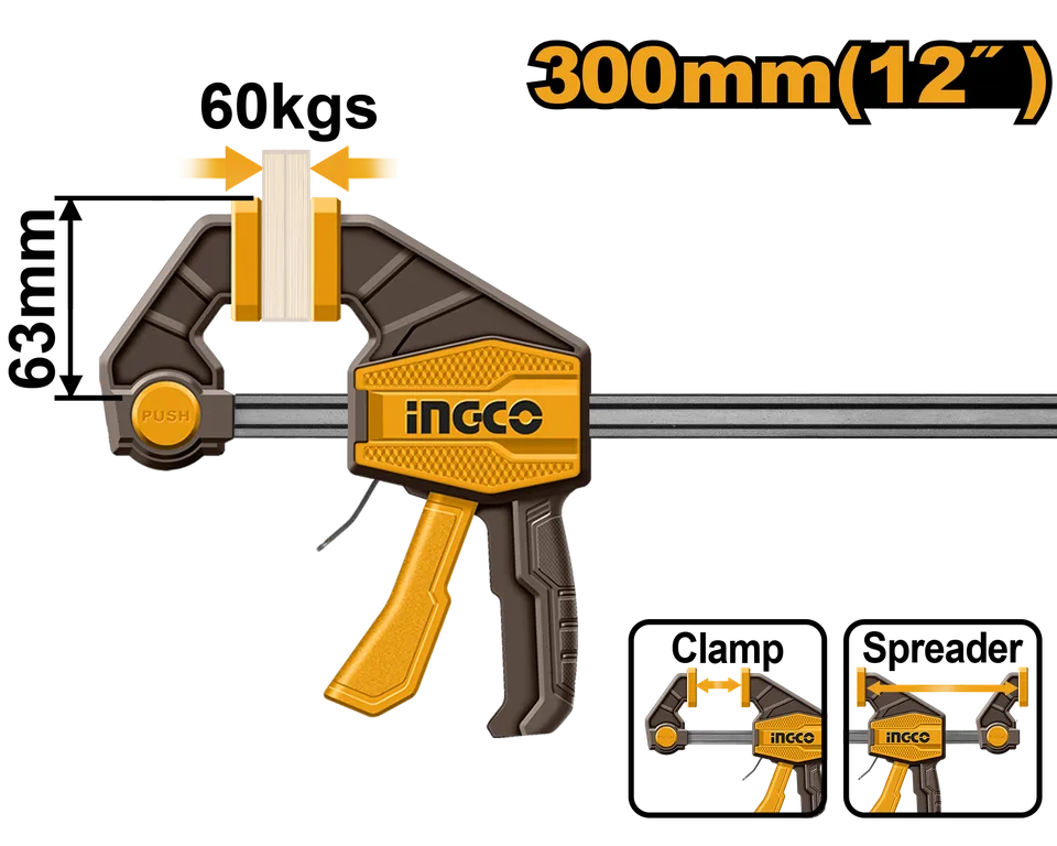 Струбцина быстрозажимная 63х300мм INGCO HQBC01602 INDUSTRIAL