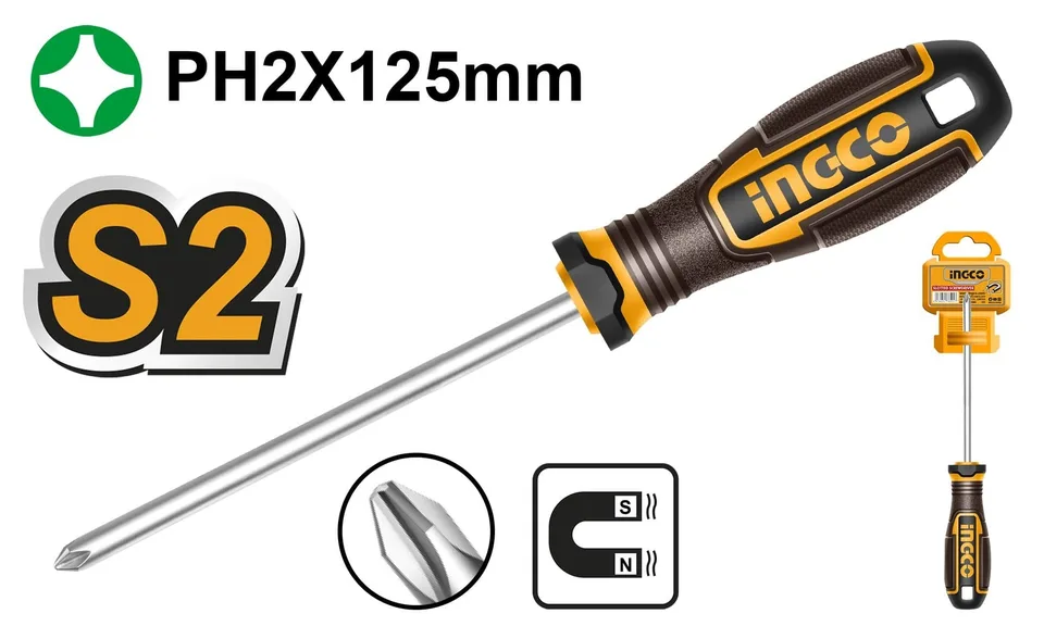 Отвертка крестовая PH2x125 INGCO