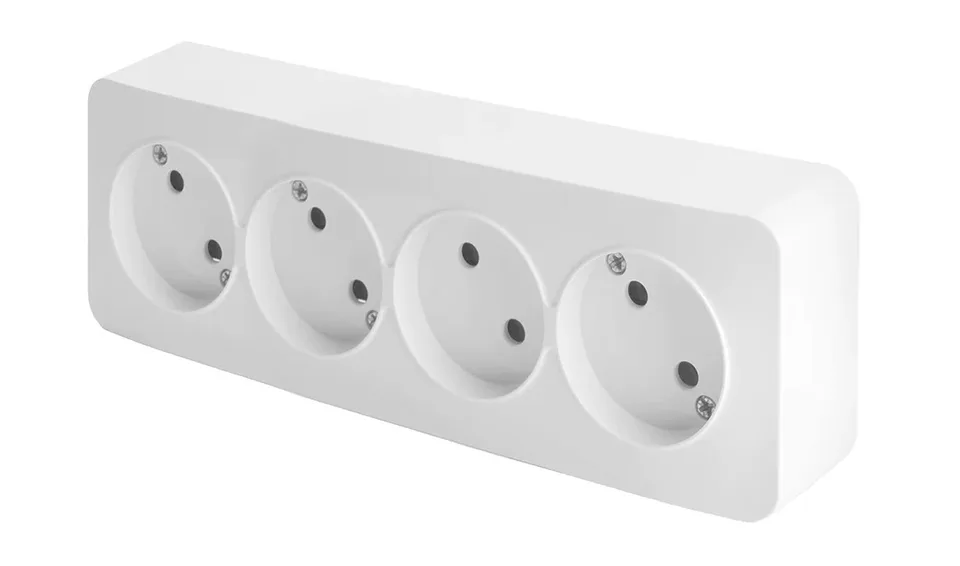 Розетка 4-местная б/з открытой установки, 250В, 10А, IP20, серия София, белый, MST10-14-01