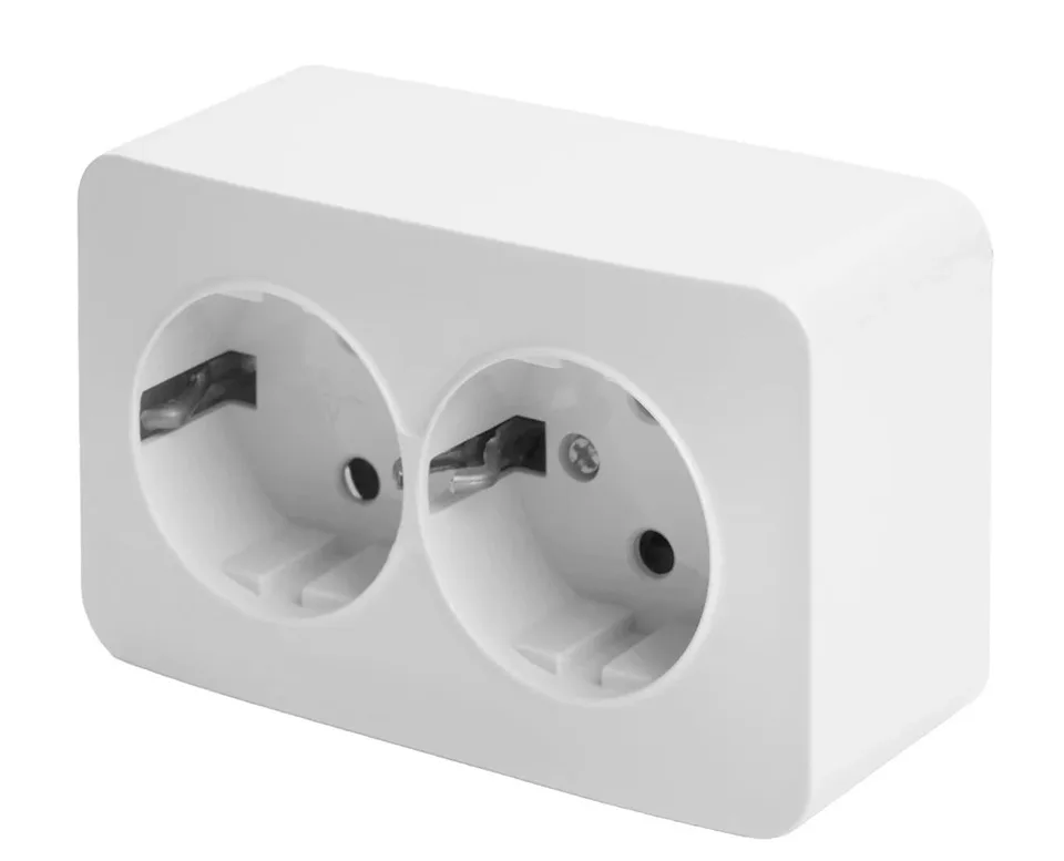 Розетка 2-местная с/з открытой установки, 250В, 16А, IP20, серия София, белый, MST16-12-01