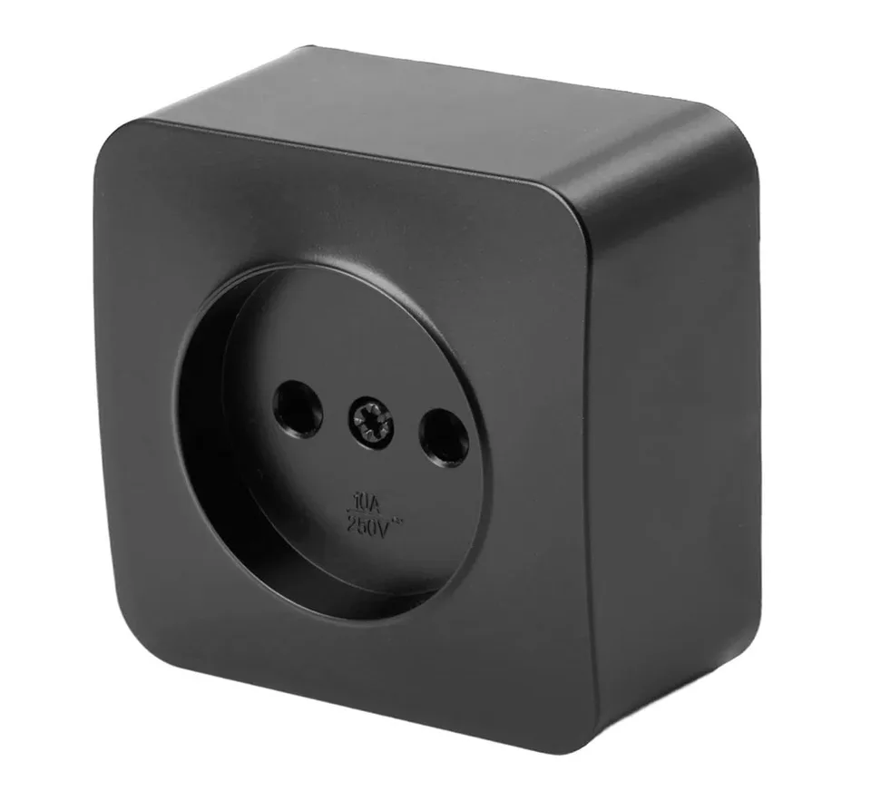 Розетка 1-местная б/з открытой установки, 250В, 10А, IP20, серия София, черный матовый, MST10-11-05