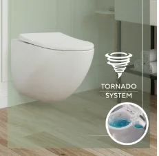 Унитаз подвесной OVA ALTA Tornado,с сиденьем дюропласт, белый 500*360*380 L