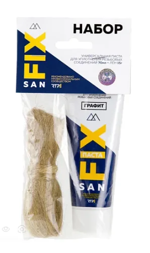 Паста уплотнительная графит 70г туба + 15г лён SANFIX