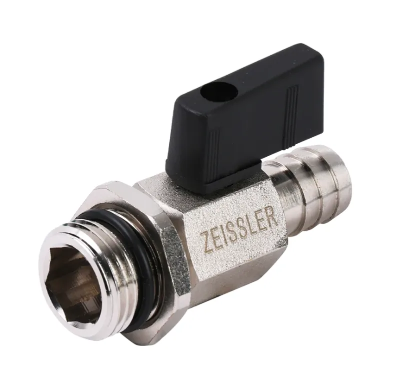 Кран шаровой сливной ZEISSLER со штуцером, никелированный, 1/2"×14мм.(5шт/ящ125/)