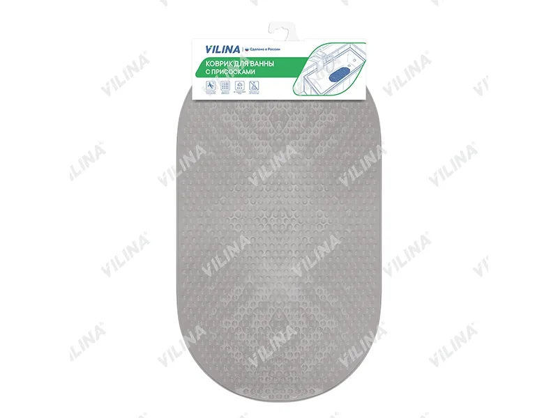 Коврик для ванны "Массажный" 38х69 см серый
