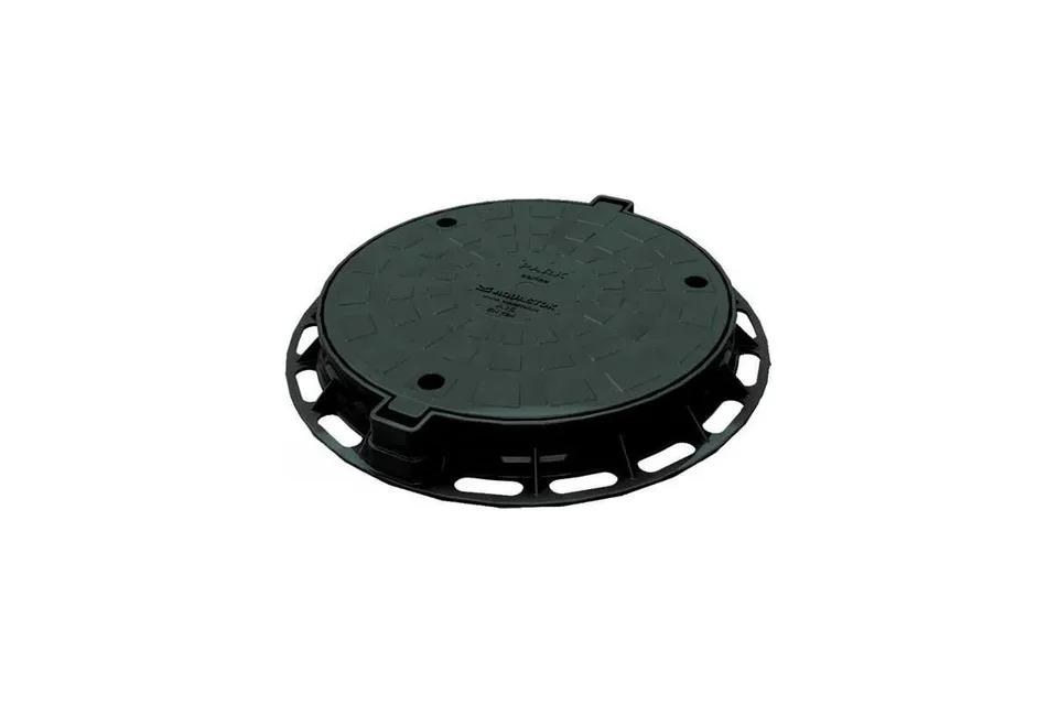 Люк пластиковый AQUASTOK легкий малый круглый ЧЕРНЫЙ (ДН624хДВ460хВ80) (30шт палета)