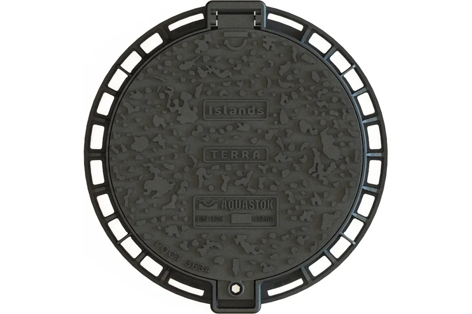 Люк чугунный AQUASTOK круглый Terra 750 (ДН750хДВ600хВ100)  С250 (10шт палета)