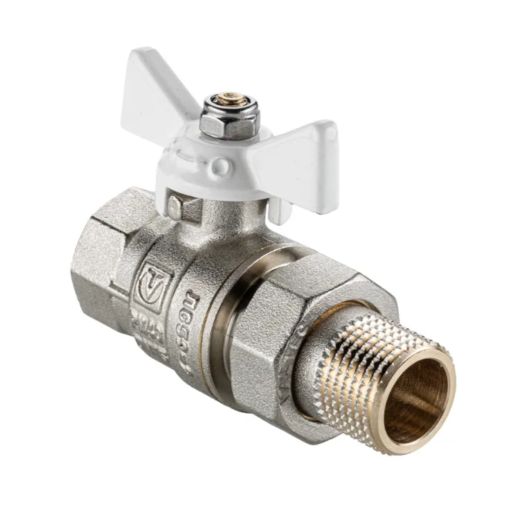 Кран шаровый с американкой Valtec 3/4" ВН бабочка ( белая рукоятка) BASE ГОСТ (7/42)