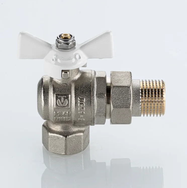 Кран шаровый с американкой      Valtec     1/2"  ВН угловой (белая рукоятка) BASE ГОСТ (8/32)