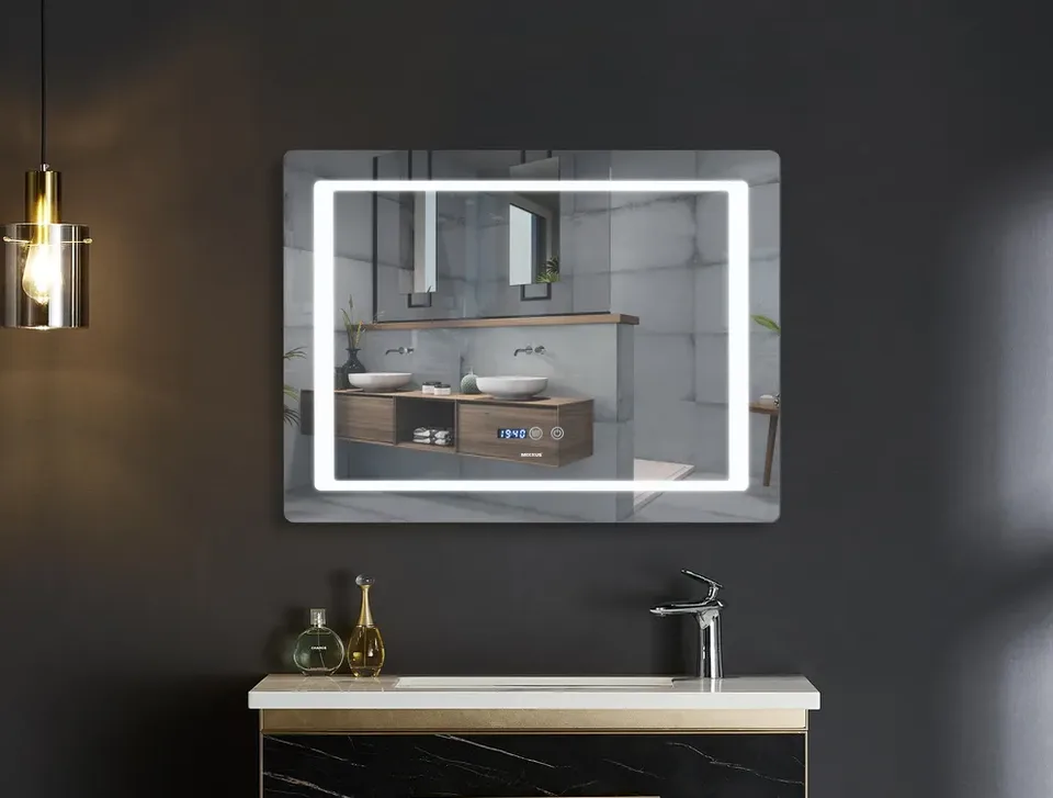 MIXXUS STYLE MR03-80x60 Зеркало с LED Touch, Anti-fog, димером, регулятором яркости, часами
