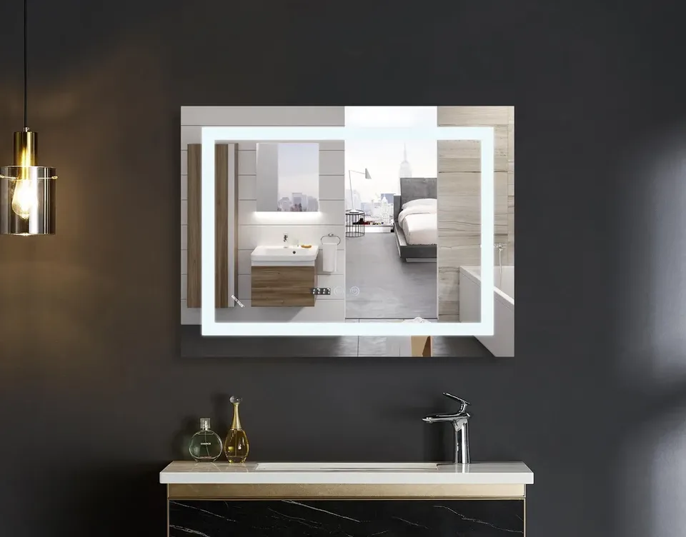 MIXXUS WARM MR02-80x60 Зеркало с LED Touch, Anti-fog, димером, регулятором яркости, часами