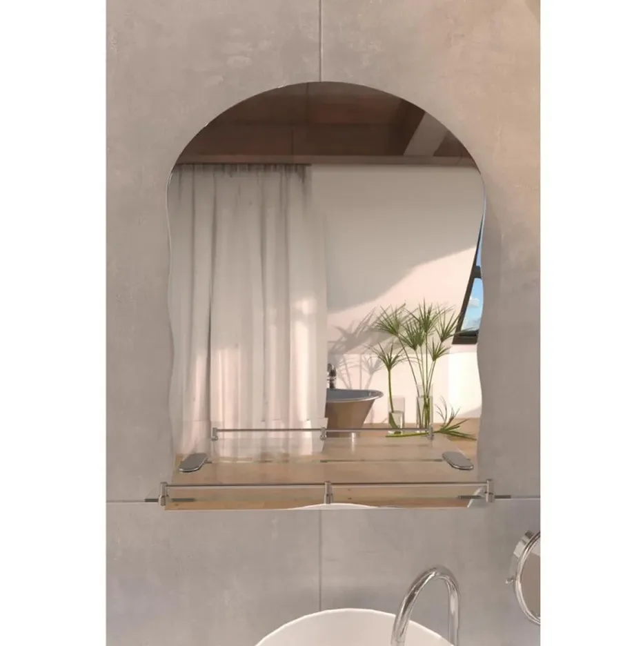 ZERIX MIRRA MRZ02-45x60x10 Зеркало настенное прямоугольное с дугообразным верхом, фигурными боками и