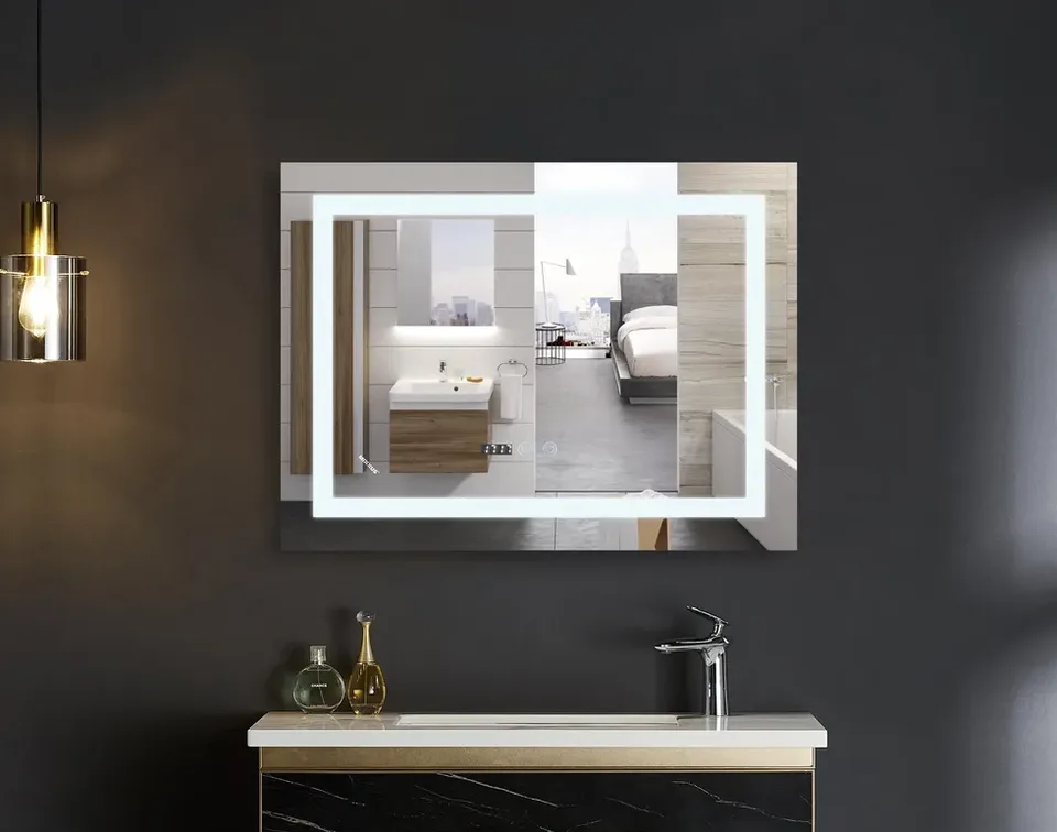 MIXXUS WARM MR02-100x70 Зеркало с LED Touch, Anti-fog, димером, регулятором яркости, часами