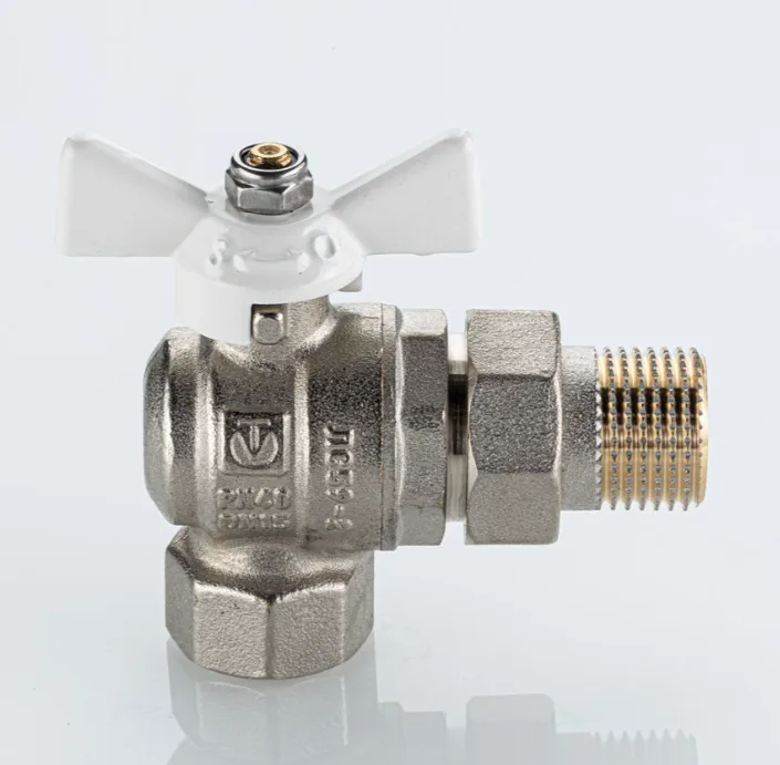 Кран шаровый с американкой Valtec 3/4" ВН угловой (белая рукоятка) BASE ГОСТ (8/32)