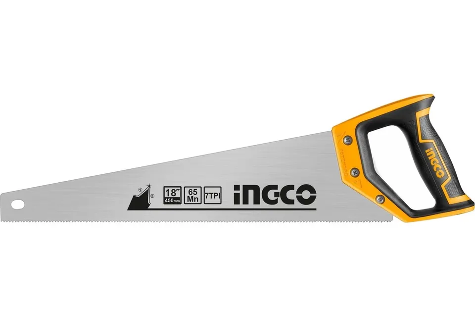 Ножовка по дереву INGCO 450мм, 7TPI, EXTRA SHARP (6/24)