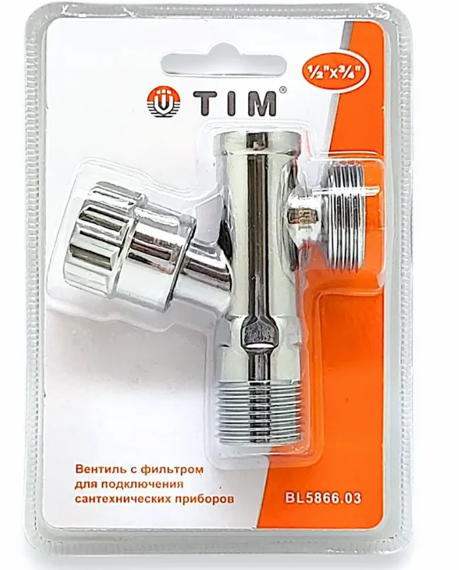 Кран для подкл. с/т приборов   вентельный     TIM     1/2" - 1/2  (с фильтром)       (1/50)
