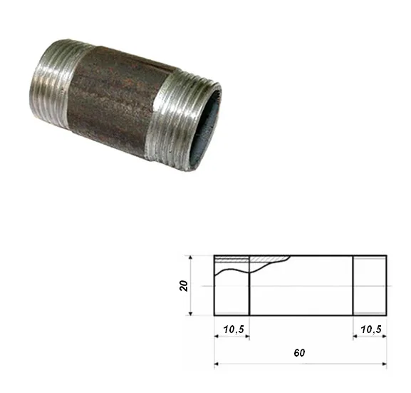 Ниппель    д.20     3/4 " стальной         (400)