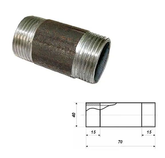Ниппель д.40 1 1/2 " стальной (150)