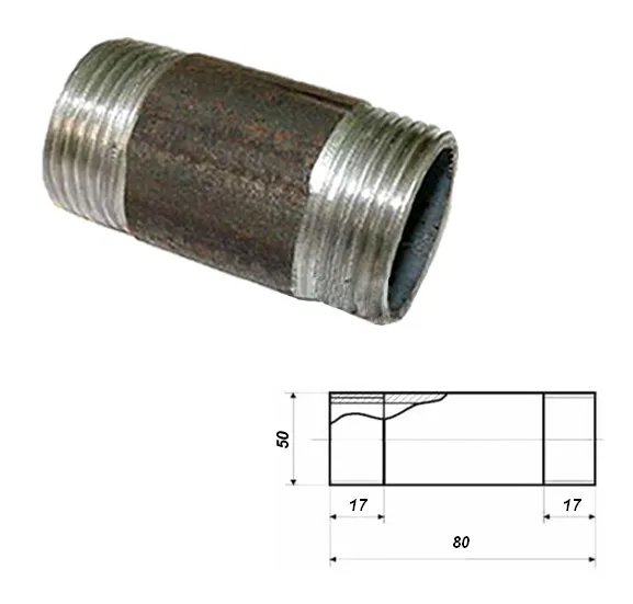 Ниппель д.50 2 " стальной (100)