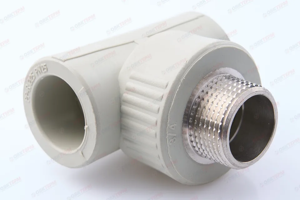 Тройник с МРН 25 * 3/4" * 25     (PP-R СЕРЫЙ  РОССИЯ)       120шт