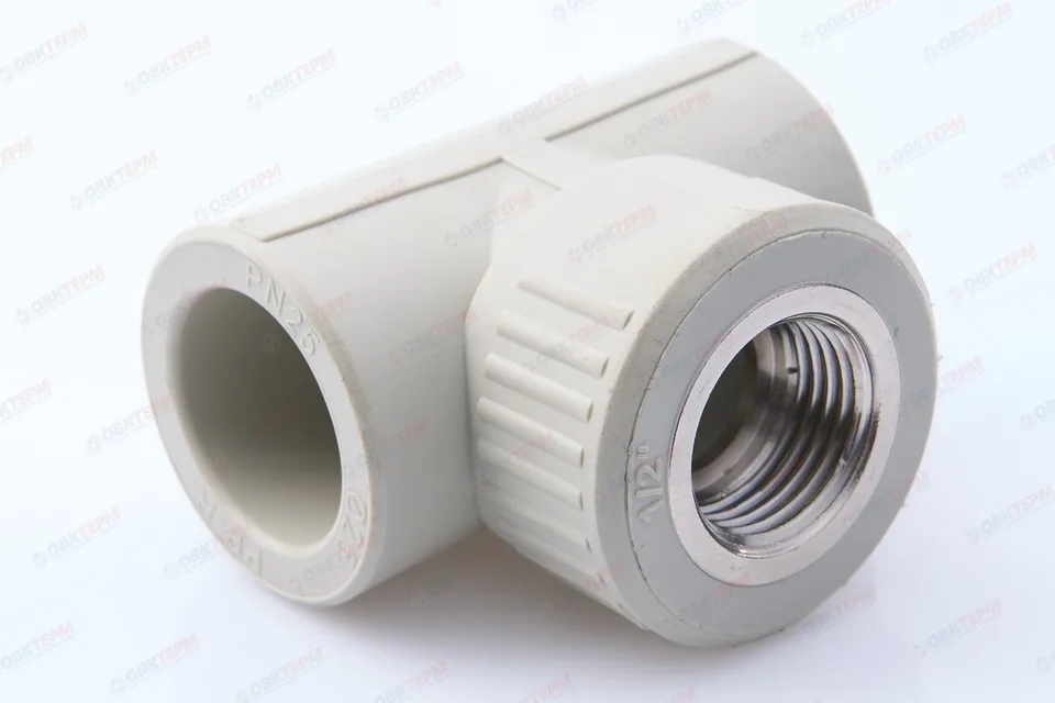 Тройник с МРВ 25 * 1/2" * 25     (PP-R СЕРЫЙ  РОССИЯ)   (160/20)