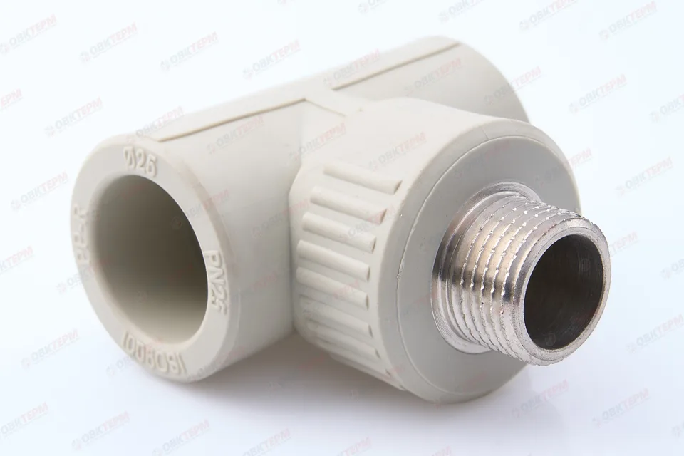 Тройник с МРН 25 * 1/2" * 25     (PP-R СЕРЫЙ  РОССИЯ)    (160/10)