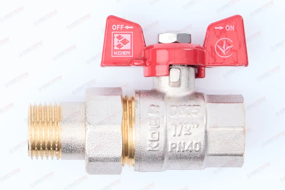 Кран шаровый с американкой   KOER/NOLF     1/2"   бабочка   усиленный  (80/20 шт)