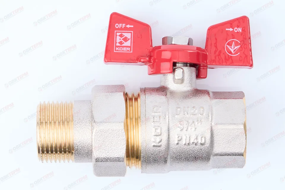 Кран шаровый с американкой   KOER/NOLF     3/4"   бабочка   усиленный  (40/10 шт)