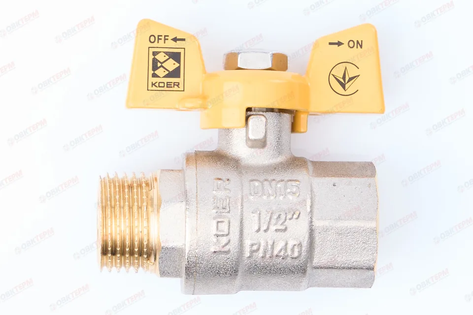 Кран шаровый KOER/NOLF ГАЗ 1/2" ВН бабочка усиленный (96/24 шт)