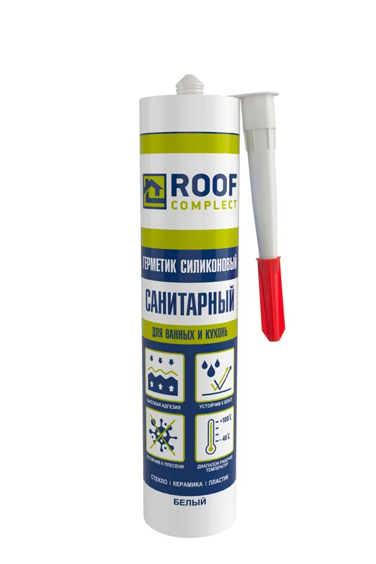 Герметик силиконовый Санитарный белый 260 мл (24шт/уп) Roof Complect