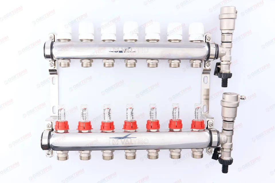 Коллект. ГРУППА Valtec НЕРЖ со встр расх в сборе 1* 7 вых. Еврок.3/4