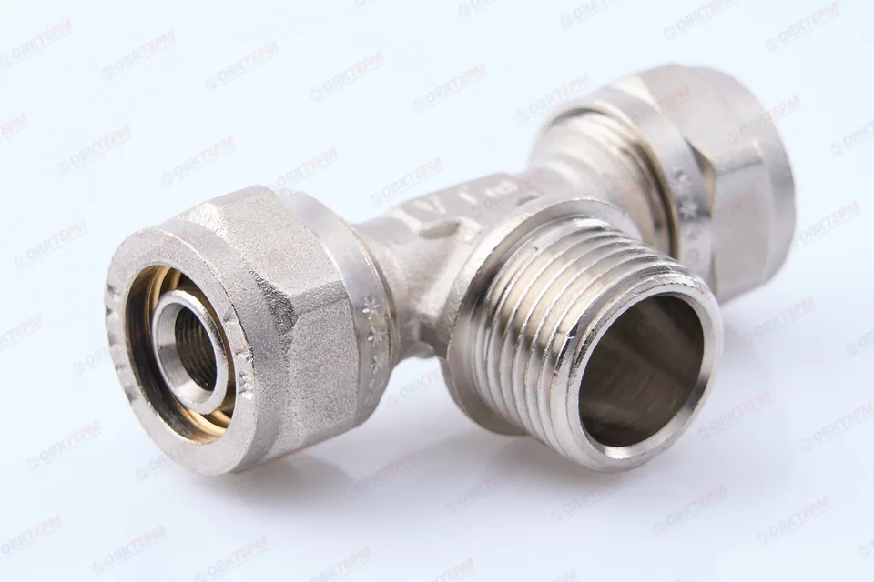 Тройник  обжимной  Valtec с переходом на нар. р. 16*1/2      (10уп/90ящ)