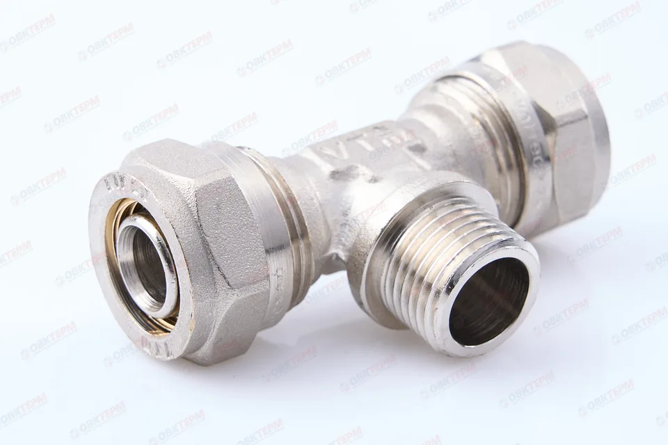 Тройник обжимной Valtec с переходом на нар. р. 20*1/2 (10уп/50ящ)