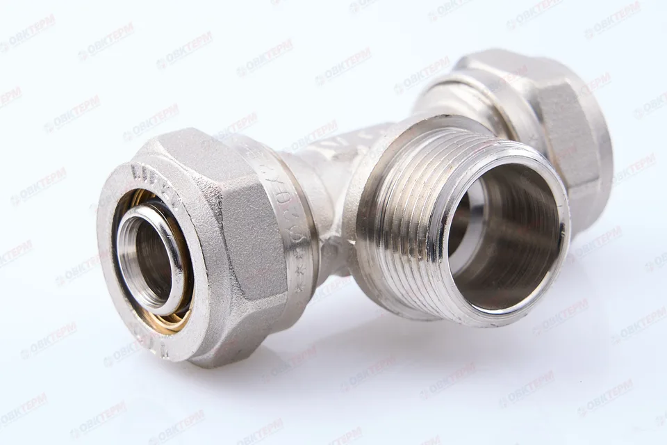 Тройник  обжимной  Valtec с переходом на нар. р. 20*3/4     (10уп/40ящ)