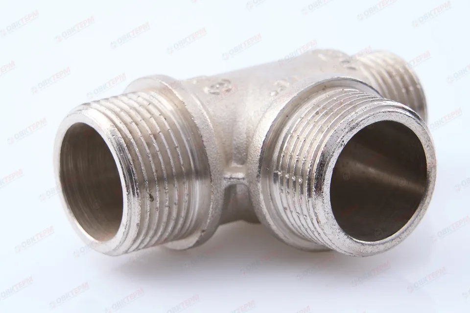 Тройник    3/4" - 3/4 - 1/2 ннн  никель (Valtec)