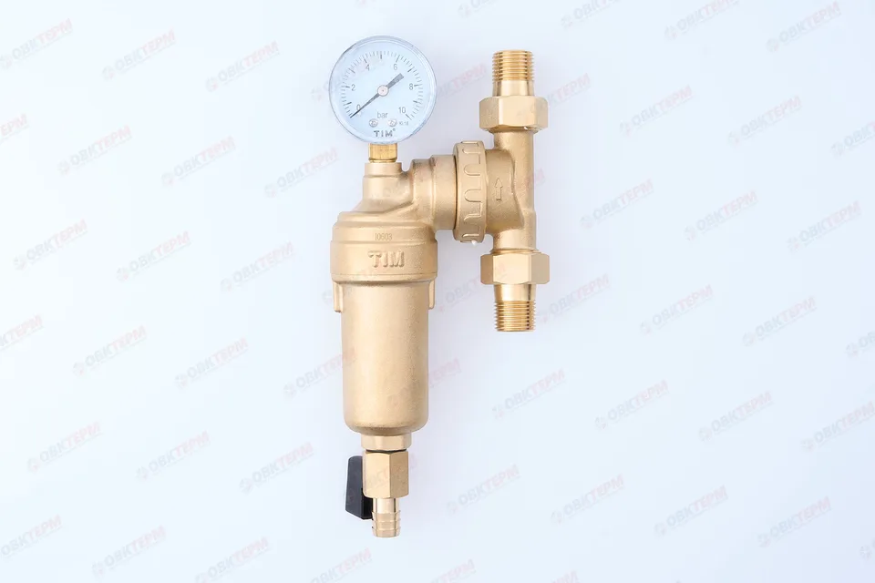 Фильтр с манометром TIM JH1001W3  1/2" с металлическим корпусом (1/12 шт)