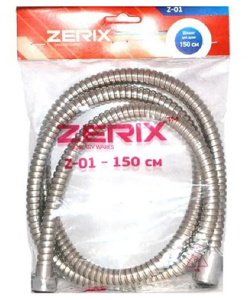 Шланг д/душа ZERIX Chr.Z01 растяжной 150  см  (50 шт/ящ)