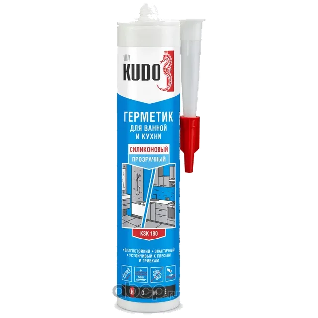 КУДО Герметик для ванной и кухни KUDO HOME силикон. прозрач, 280 мл, KSK-180