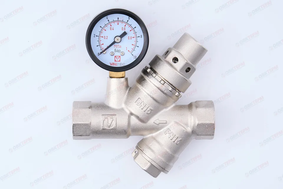 Клапан подпитки Valtec с фильтром мех очистки и манометром 1/2"